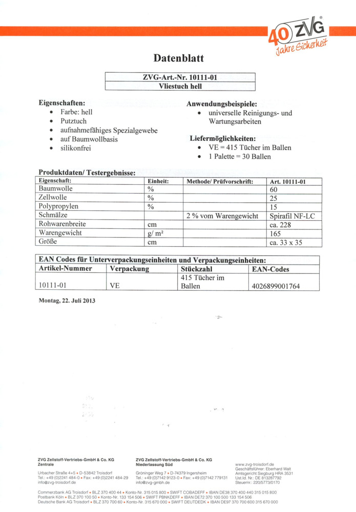 Datenblatt Zertifikat