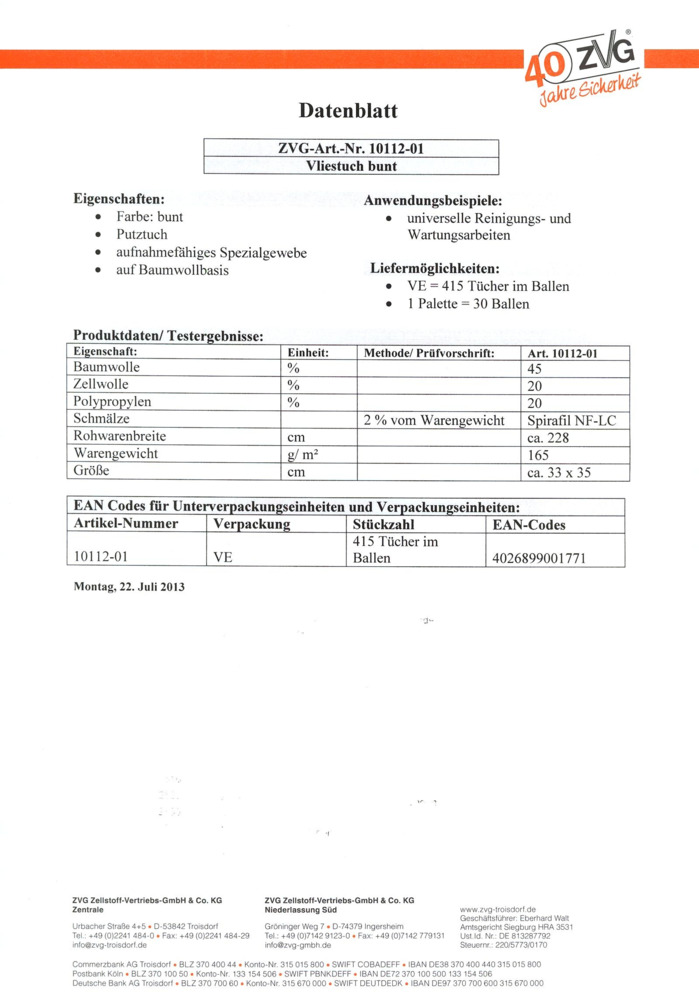 Datenblatt Zertifikat