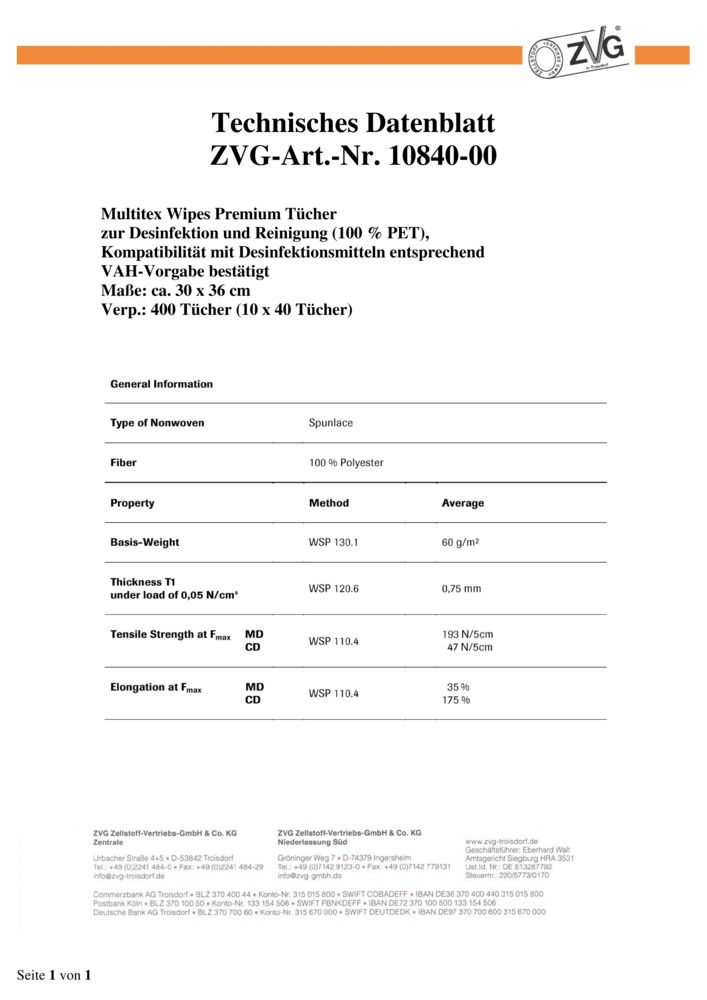 Datenblatt Zertifikat