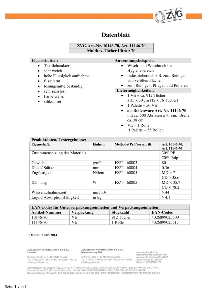 Datenblatt Zertifikat