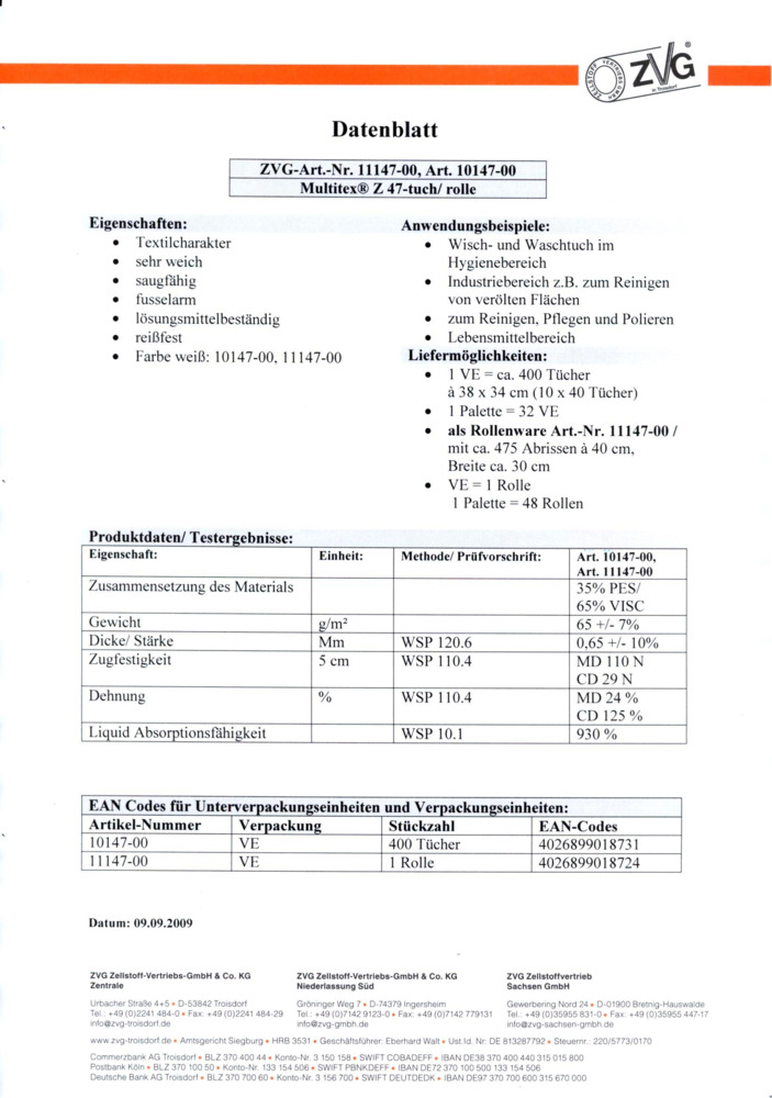 Datenblatt Zertifikat