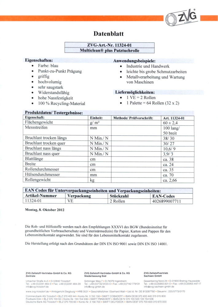 Datenblatt Zertifikat