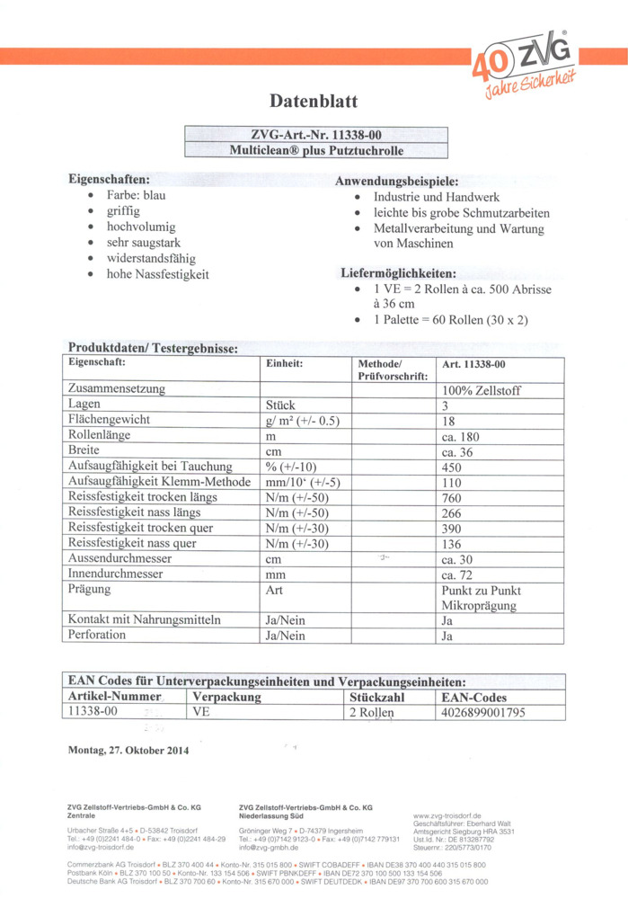 Datenblatt Zertifikat