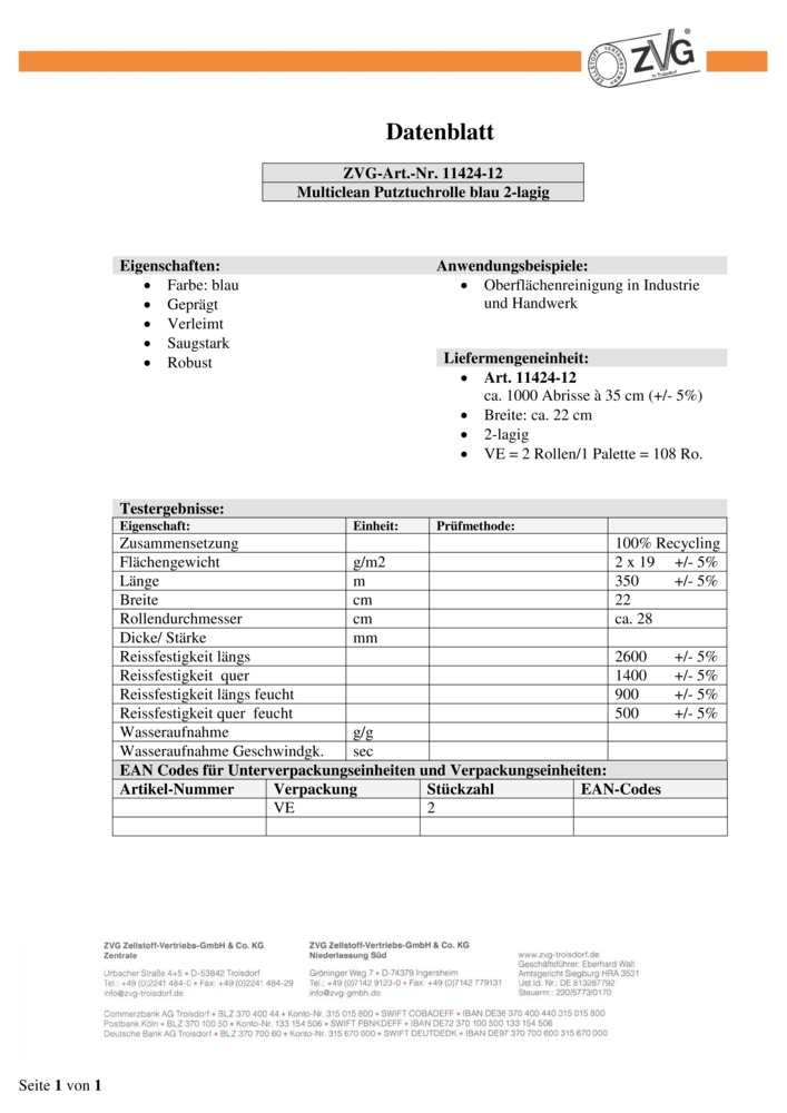 Datenblatt Zertifikat