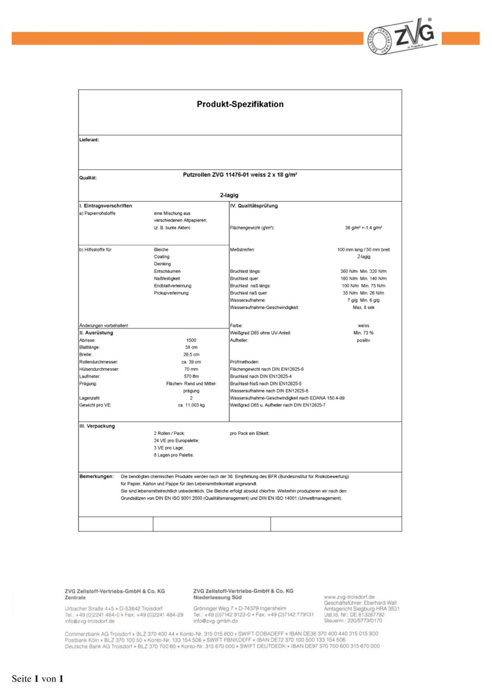 Datenblatt Zertifikat