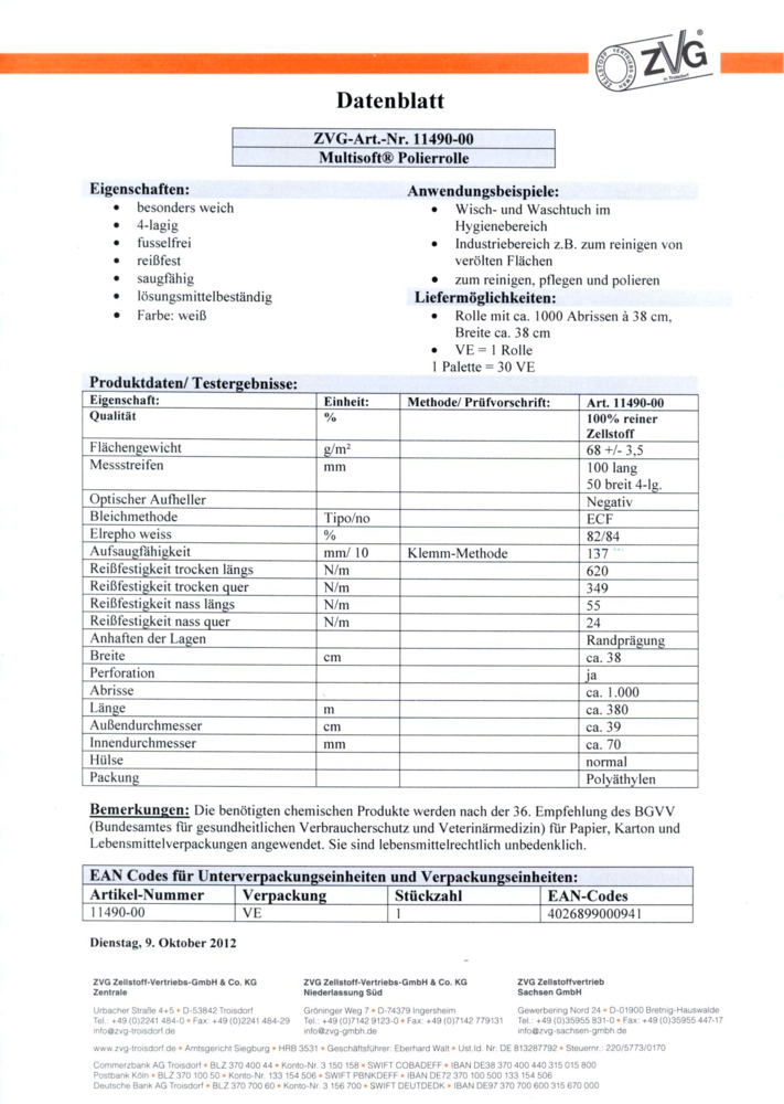 Datenblatt Zertifikat