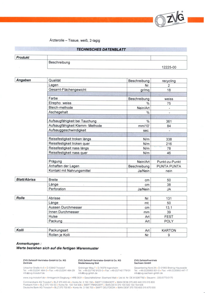 Datenblatt Zertifikat