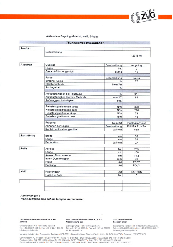 Datenblatt Zertifikat