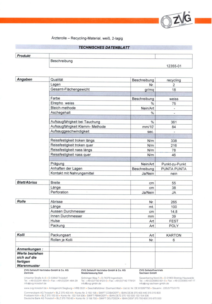 Datenblatt Zertifikat