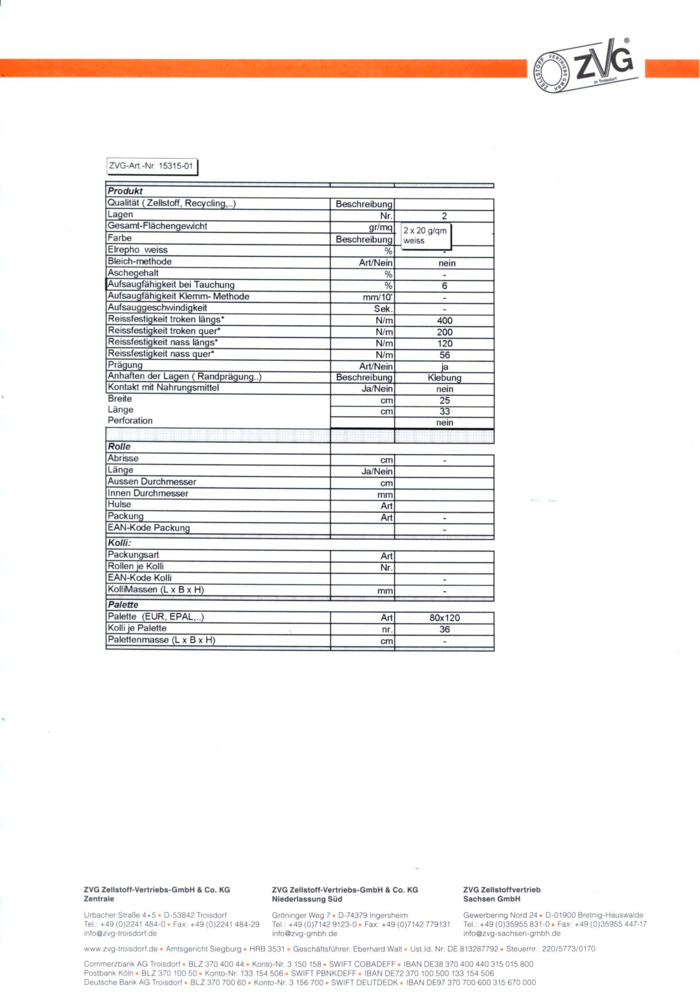 Datenblatt Zertifikat