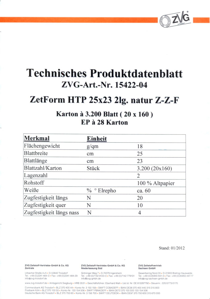 Datenblatt Zertifikat