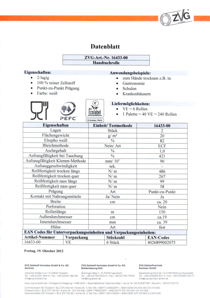 Datenblatt Zertifikat