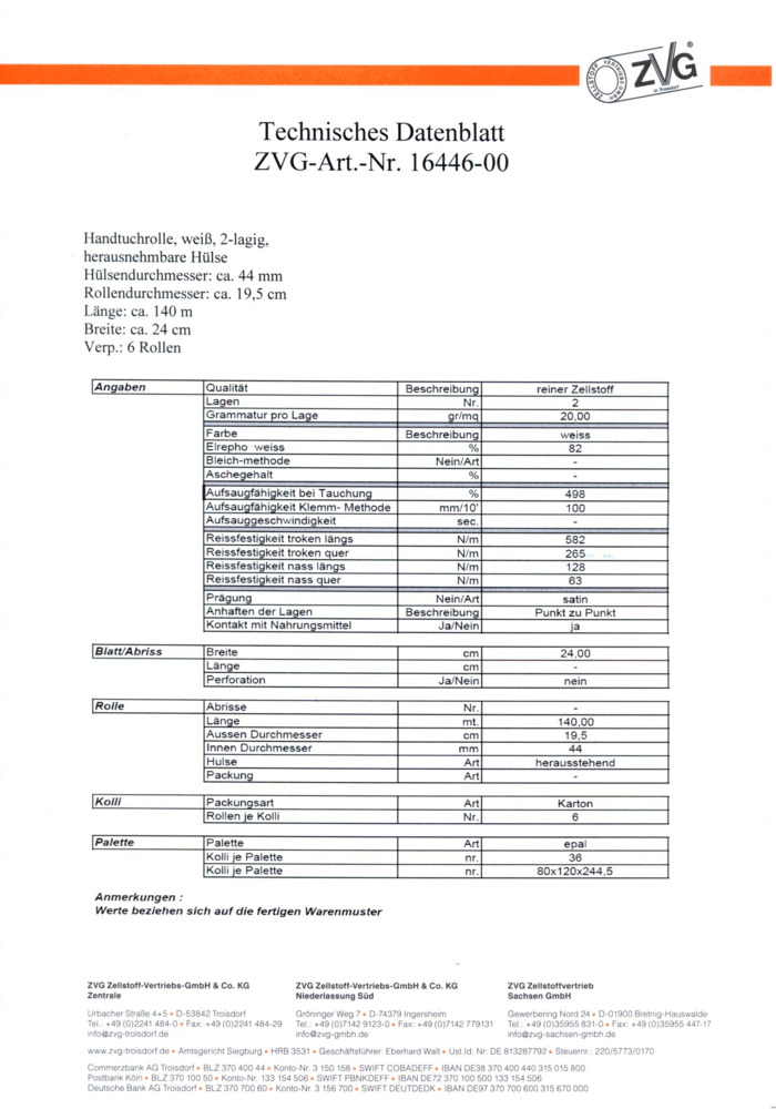 Datenblatt Zertifikat