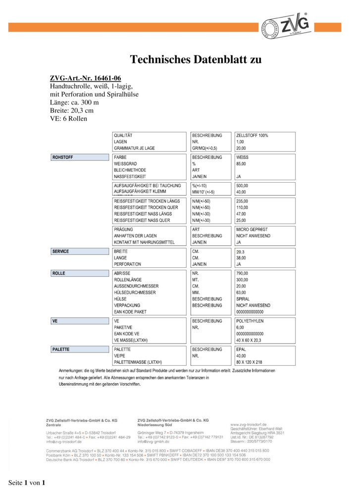 Datenblatt Zertifikat