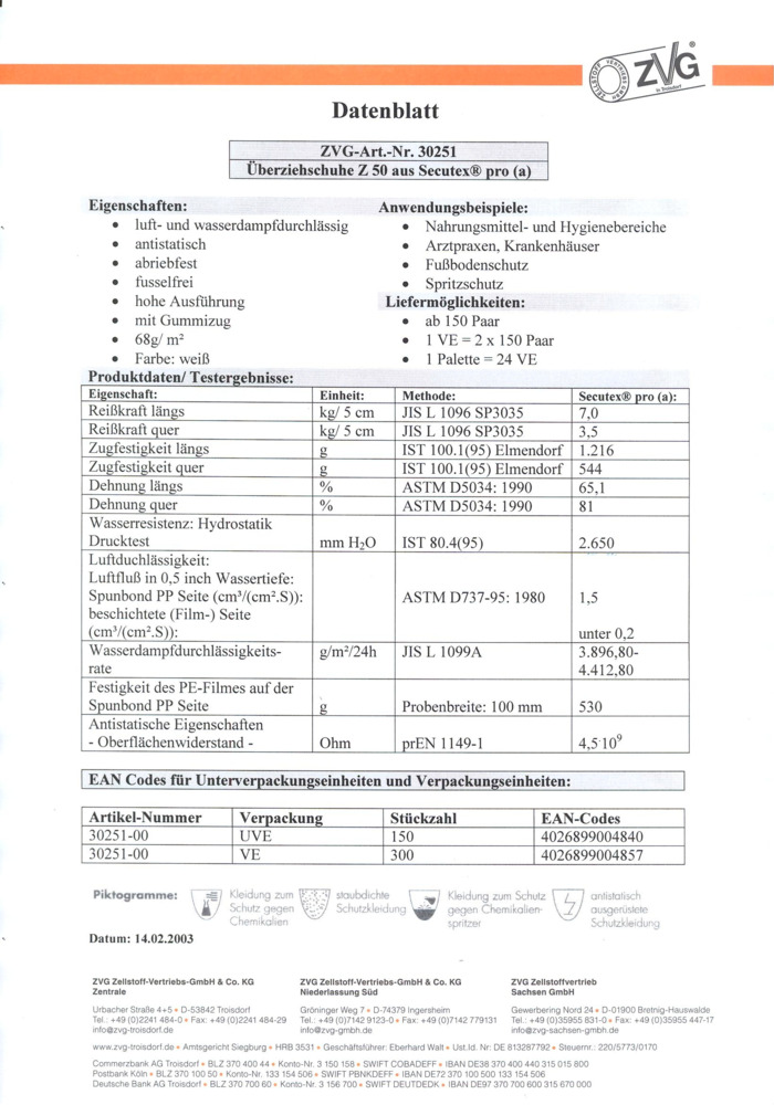 Datenblatt Zertifikat