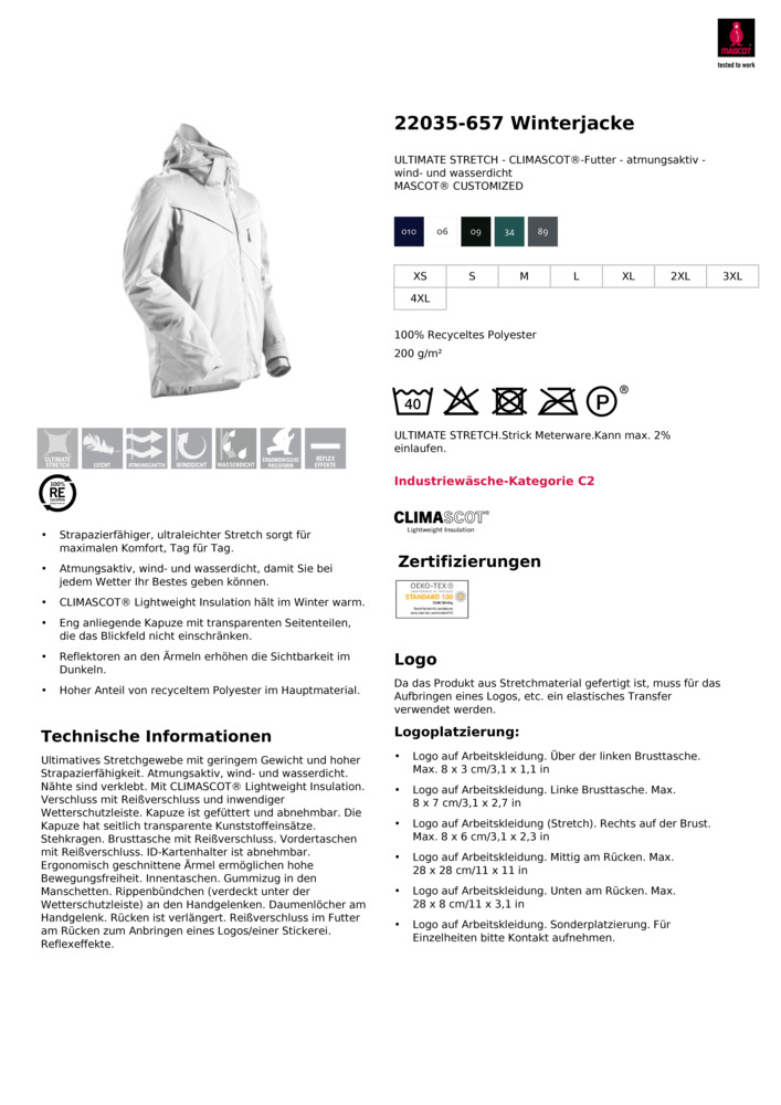 Datenblatt Zertifikat