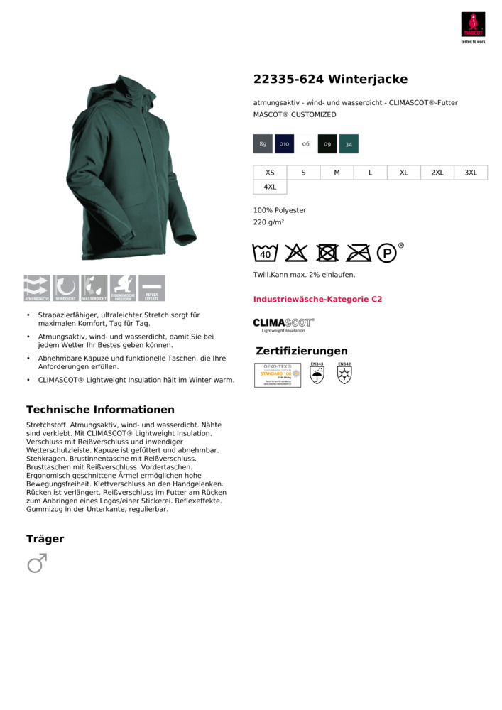 Datenblatt Zertifikat