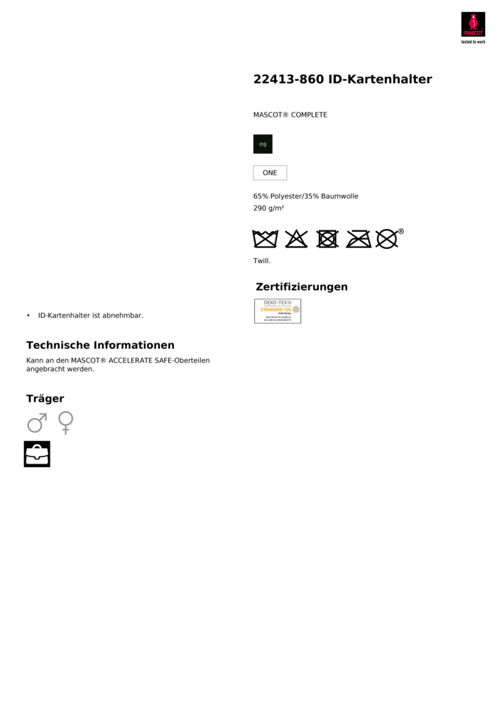 Datenblatt Zertifikat