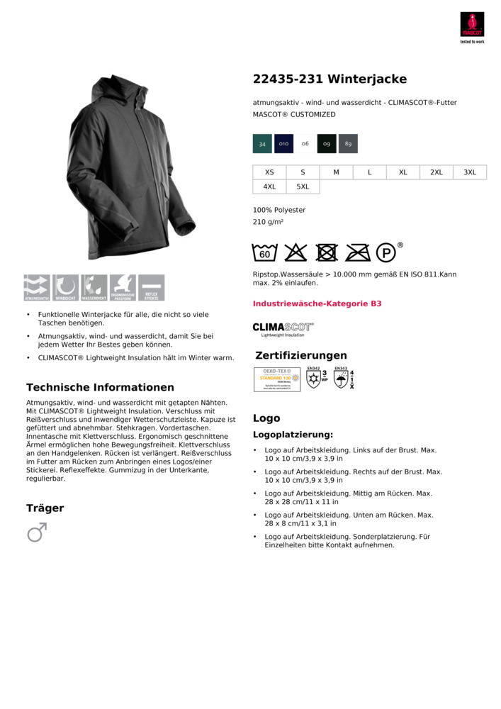 Datenblatt Zertifikat