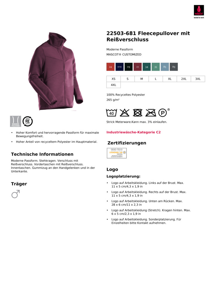 Datenblatt Zertifikat