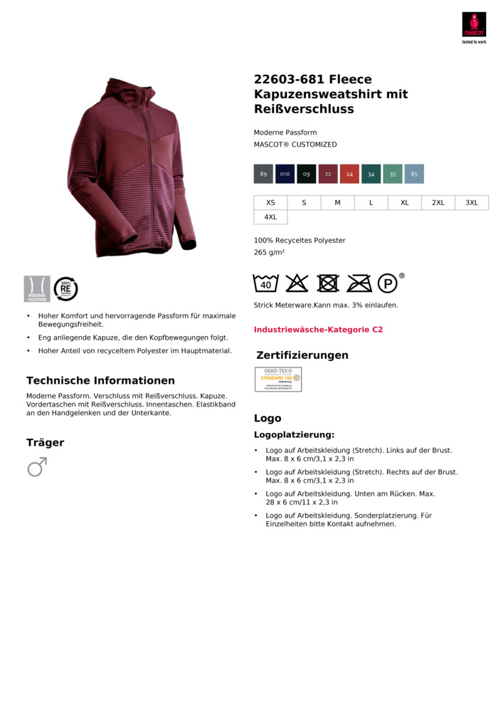 Datenblatt Zertifikat