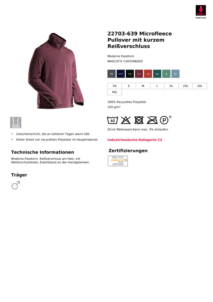 Datenblatt Zertifikat