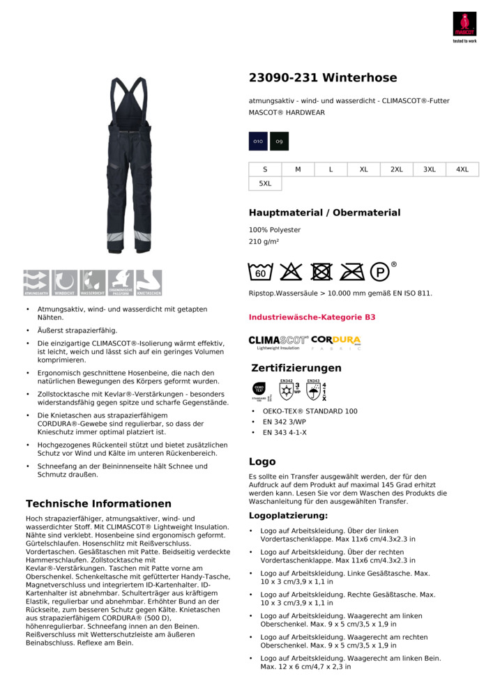 Datenblatt Zertifikat