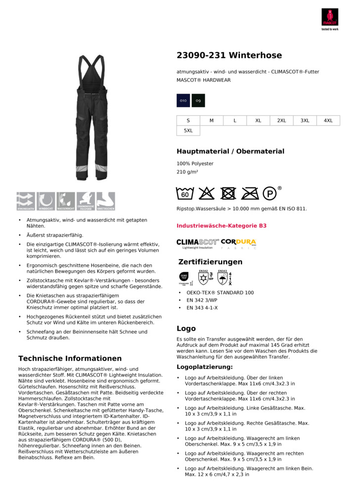 Datenblatt Zertifikat