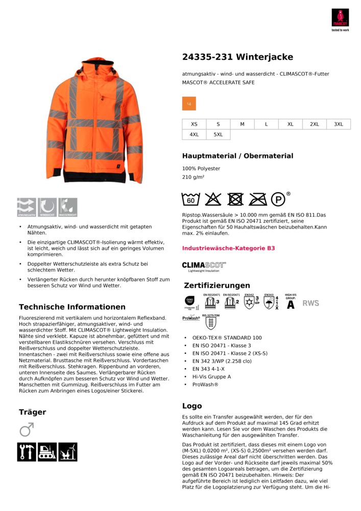 Datenblatt Zertifikat