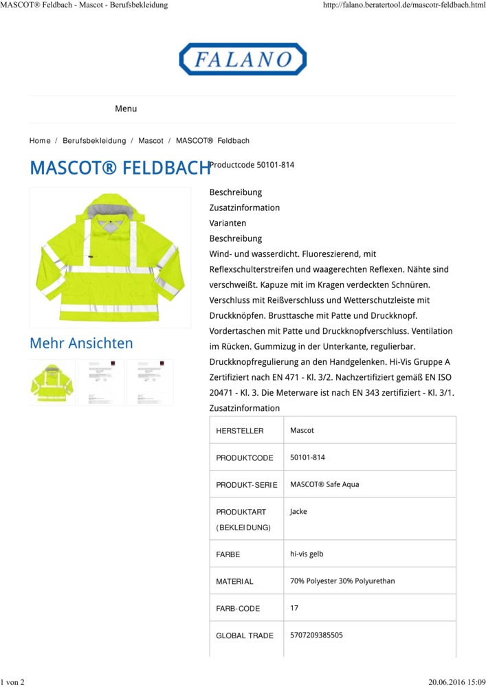 Datenblatt Zertifikat