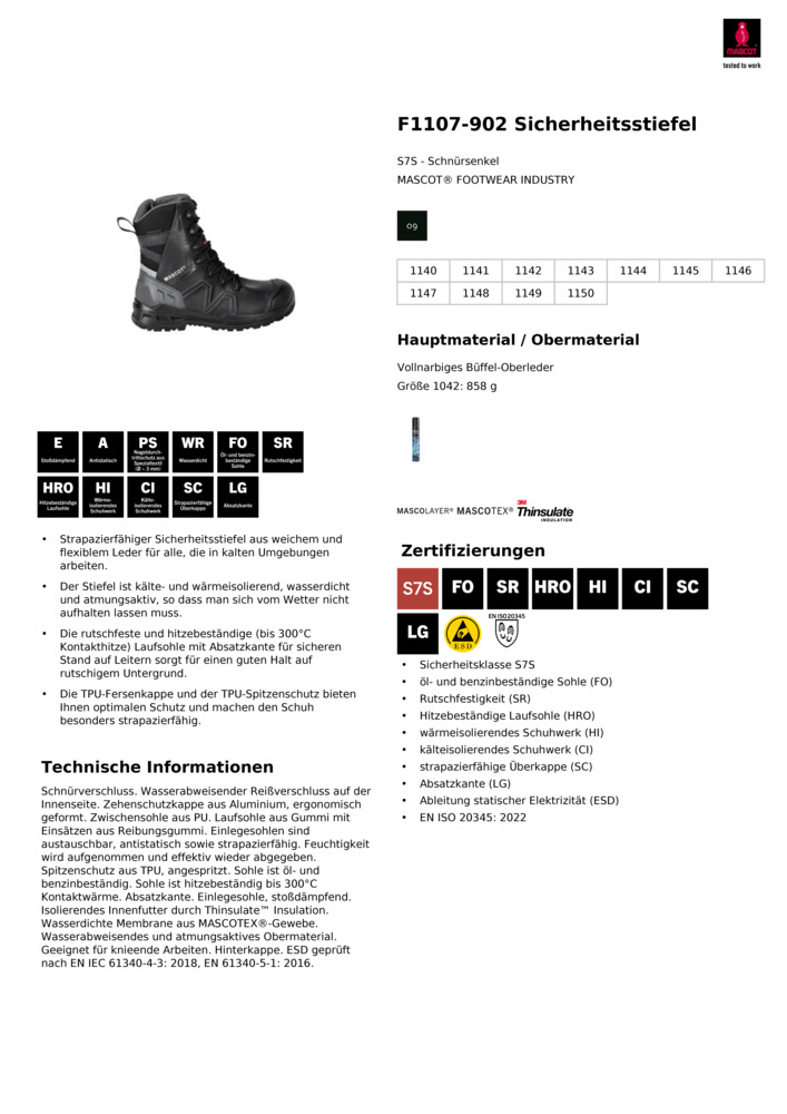 Datenblatt Zertifikat