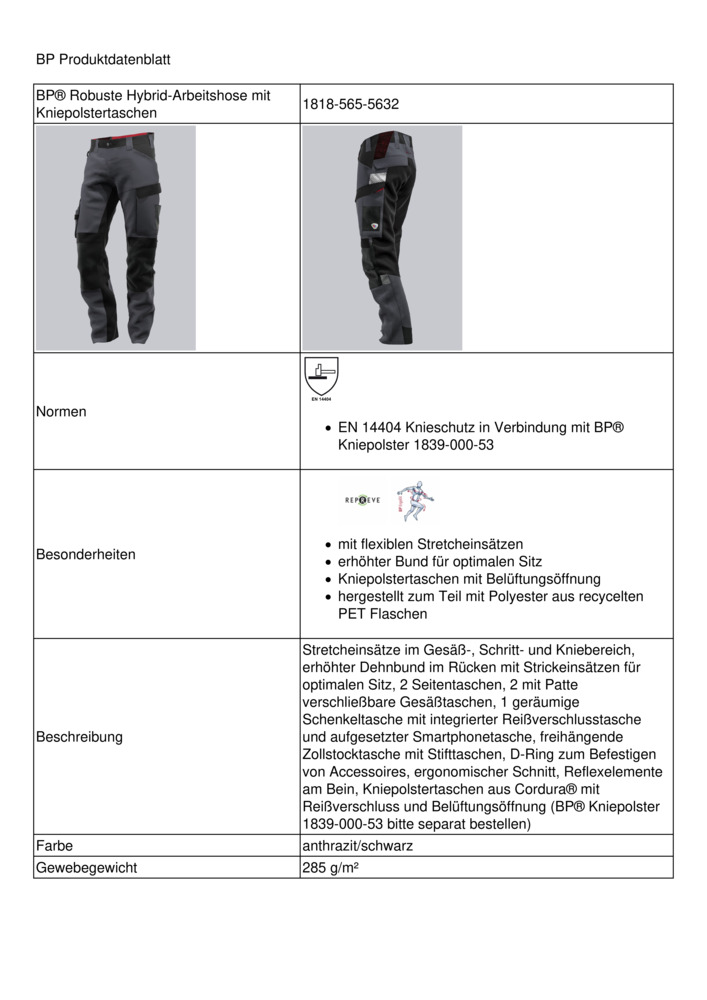 Datenblatt Zertifikat