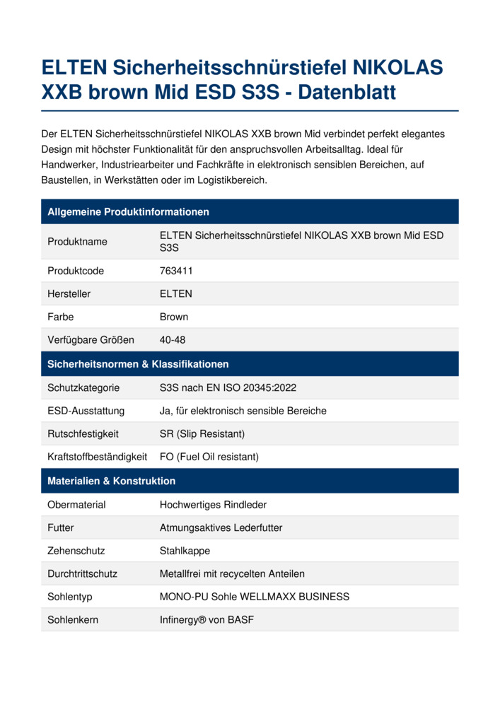 Datenblatt Zertifikat