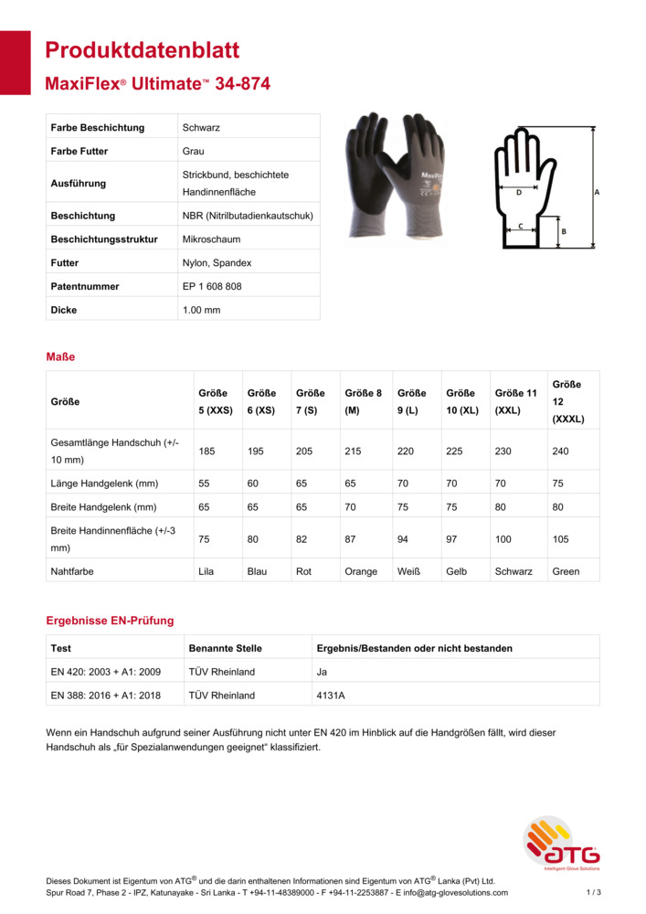 Datenblatt Zertifikat