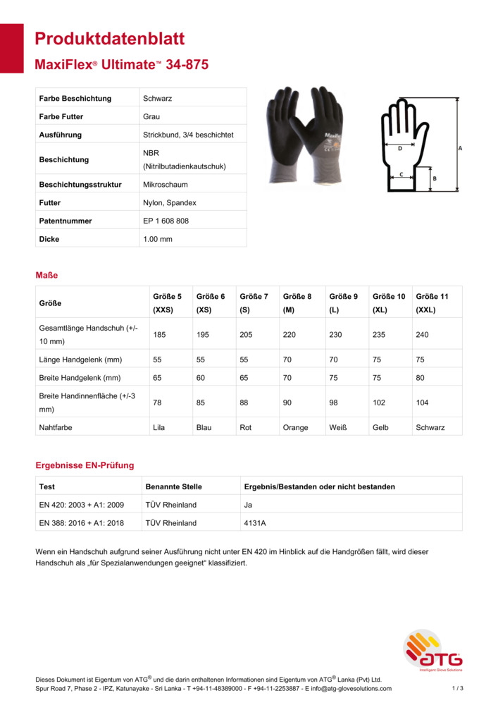 Datenblatt Zertifikat