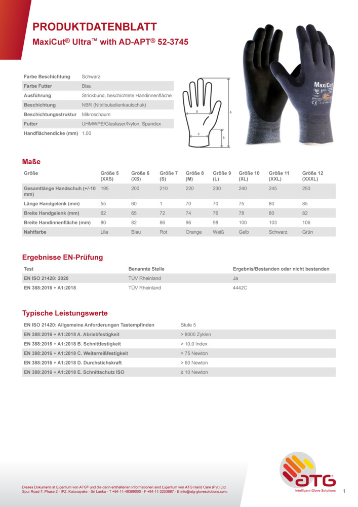 Datenblatt Zertifikat