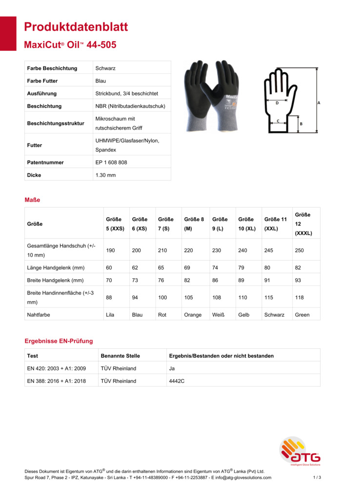 Datenblatt Zertifikat