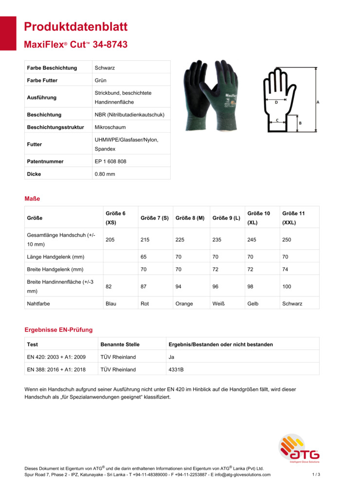 Datenblatt Zertifikat