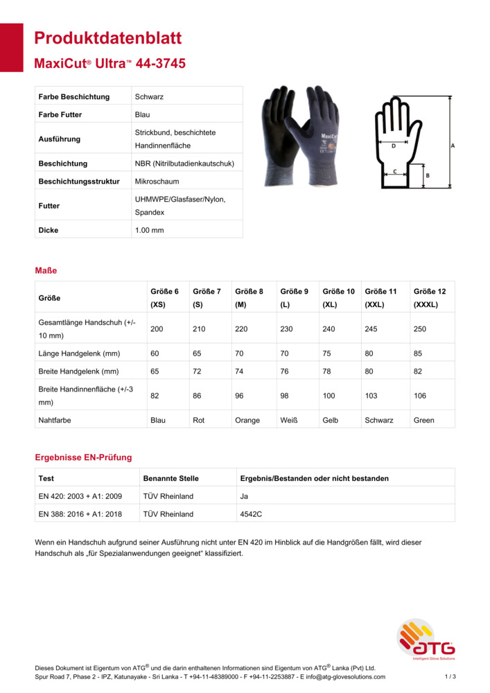 Datenblatt Zertifikat