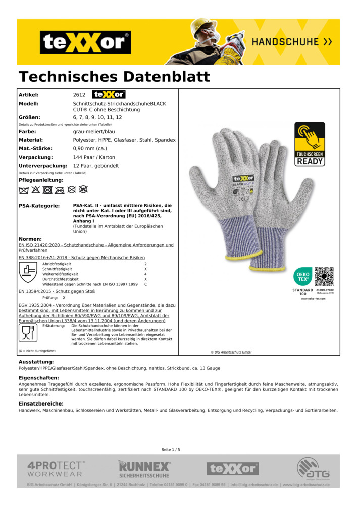 Datenblatt Zertifikat