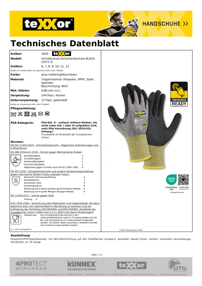 Datenblatt Zertifikat