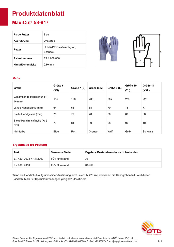 Datenblatt Zertifikat