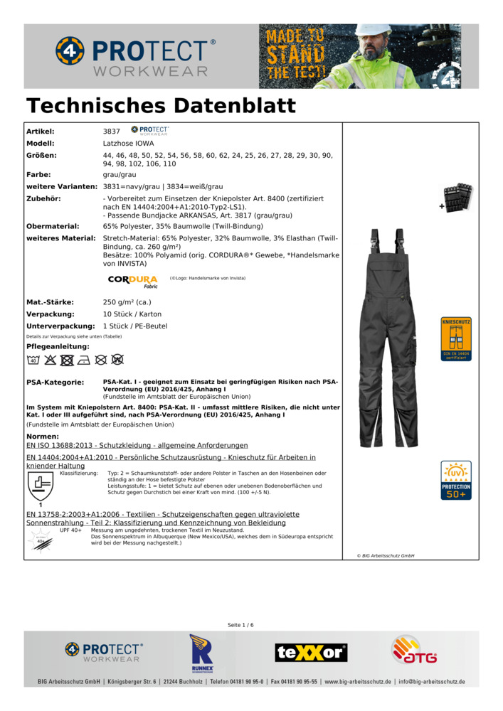 Datenblatt Zertifikat