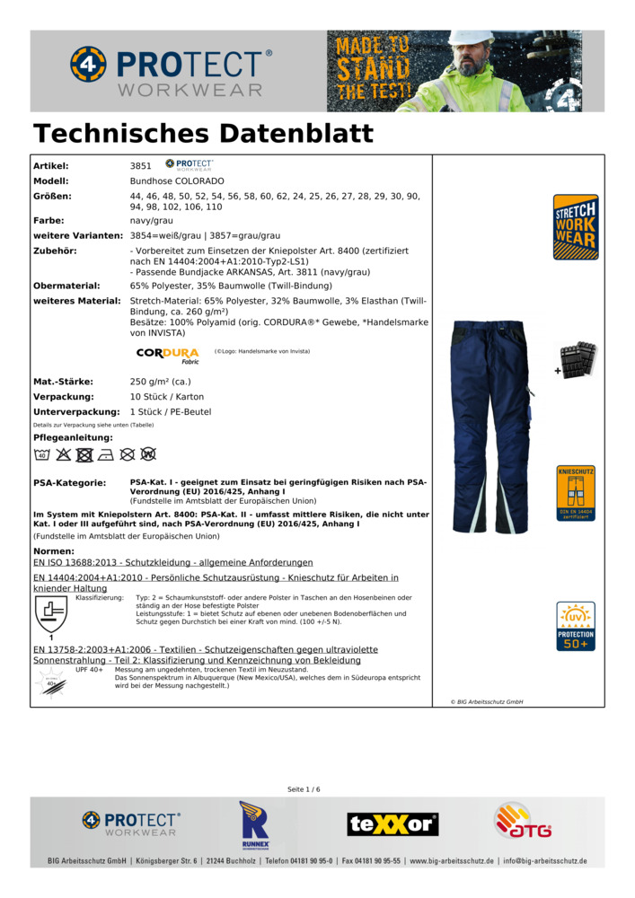 Datenblatt Zertifikat