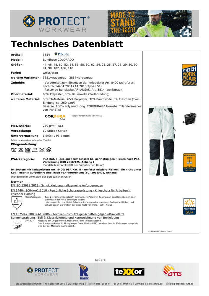 Datenblatt Zertifikat