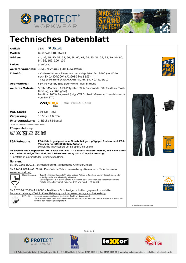 Datenblatt Zertifikat