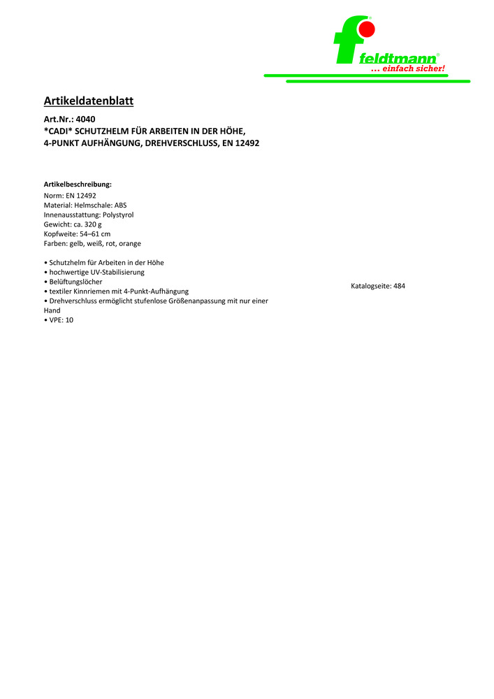 Datenblatt Zertifikat