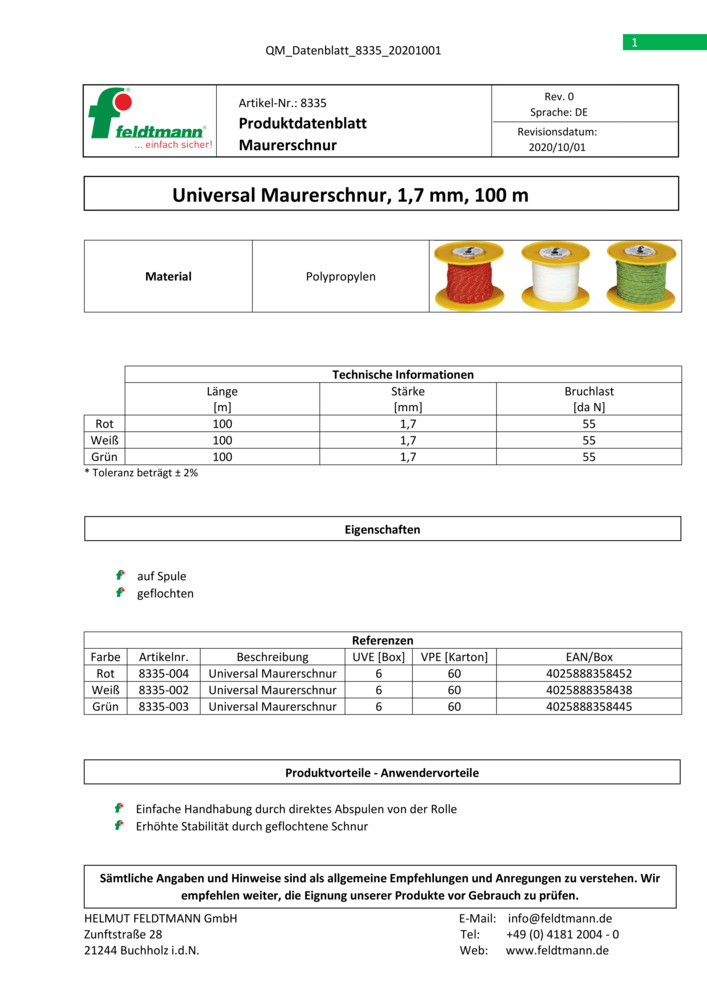 Datenblatt Zertifikat