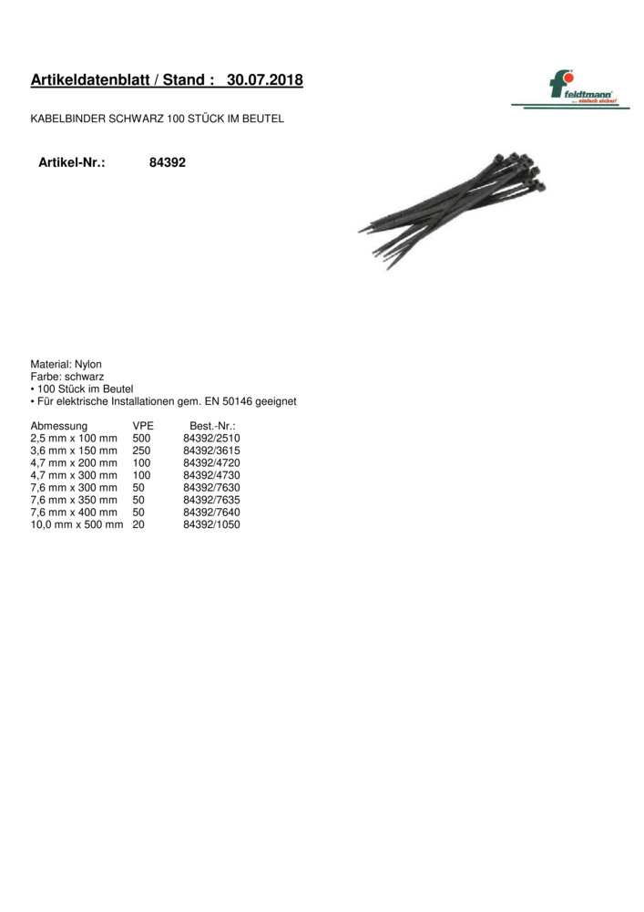 Datenblatt Zertifikat