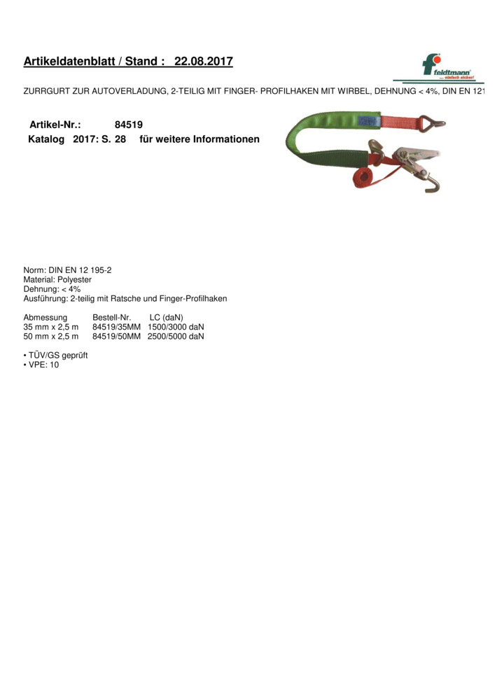 Datenblatt Zertifikat